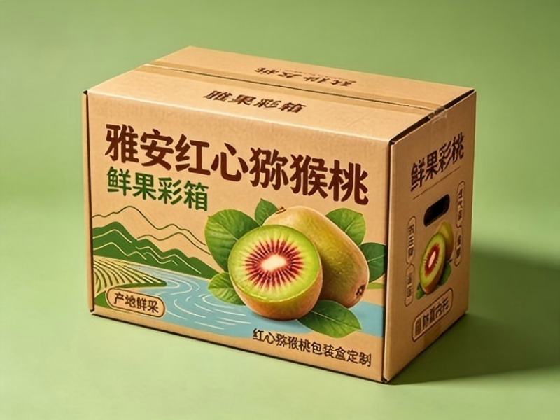 雅安红心猕猴桃包装盒定制｜水果彩箱礼盒印刷（一）