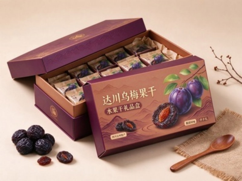 达川乌梅果干礼盒包装盒定制 水果干礼品盒设计定制（一）