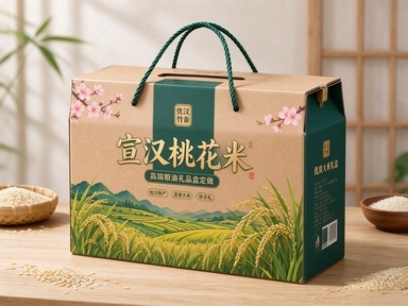 宣汉桃花米大米礼盒包装盒定制 高端粮油礼品盒定做（一）