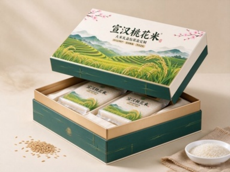 宣汉桃花米大米礼盒包装盒定制 高端粮油礼品盒定做（二）