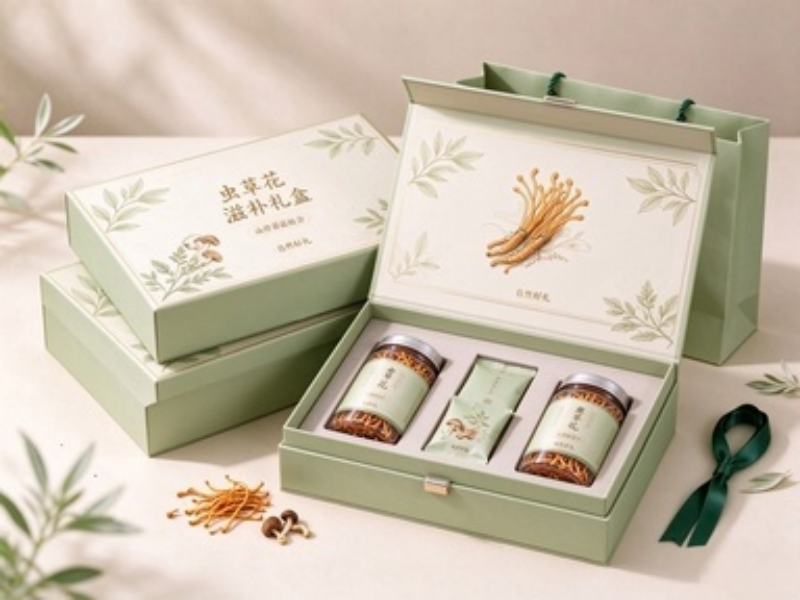 虫草花礼品包装盒定制，菌菇滋补礼盒包装设计要点（三）